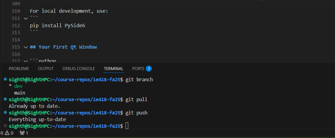 VS Code terminal window